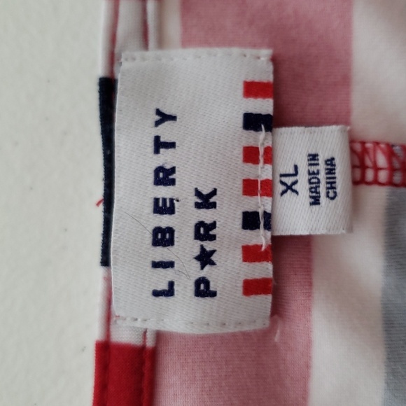 Liberty Park Swing Dress XL Red White Blue Casual Soft Short Sleeve Patriotic - Picture 8 of 12